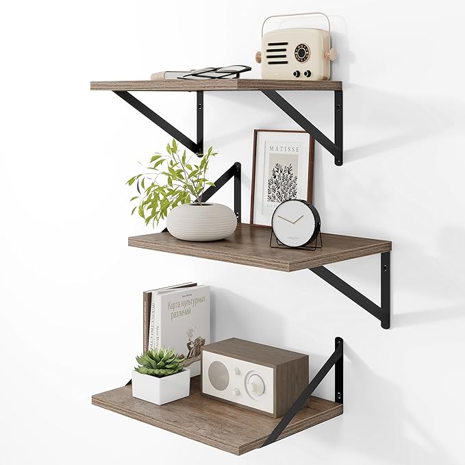 Heimlove Deep Floating Shelves for Wall, 12 Inch Deep Floating Shelves Set of 3 by Heimlove