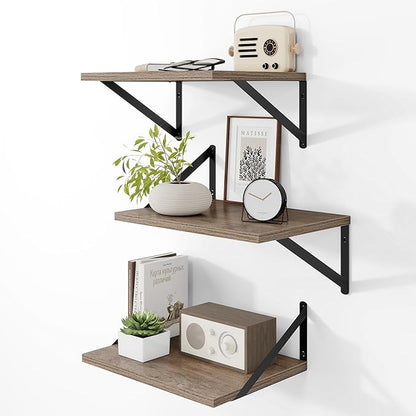 Heimlove Deep Floating Shelves for Wall, 12 Inch Deep Floating Shelves Set of 3 by Heimlove