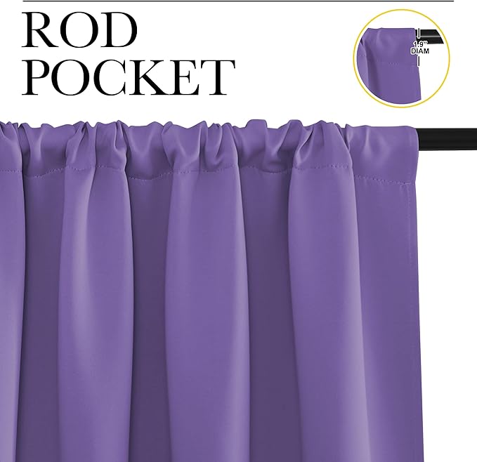NICETOWN Blackout Curtains for Living Curtains, Lilac Purple, 2 Panels - Image 2