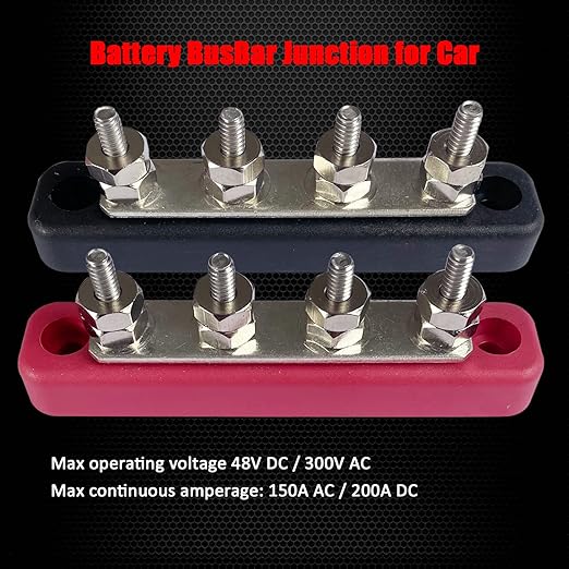 4 x #10 Studs Bus Bar, Ampper 4.2" Power/Ground Distribution Block Brass - Image 4