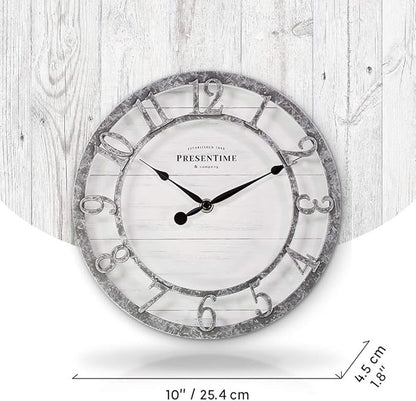 Presentime & Co 10" Farmhouse Series Wall Clock, Quartz Movement, Shiplap Style - Image 4