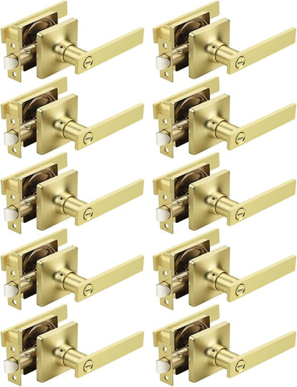 Mengico 10 Pack Gold Privacy Lever Door Handle Interior by Mengico