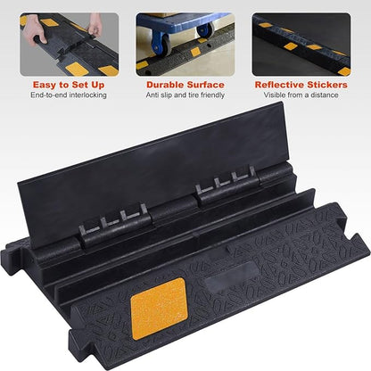 OranLite 6 Pack 2-Channel Rubber Cable Protector Ramp, Visible at Night - Image 8