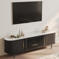 POVISON Sliding Tambour Door TV Stand, Mid Century Modern Sintered Stone TV by POVISON