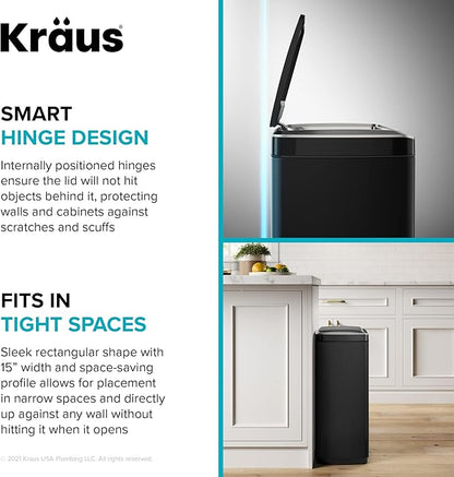 Kraus GarbagePro Rectangular 13 Gallon Hands-Free Motion Sensor Trash Can - Image 12