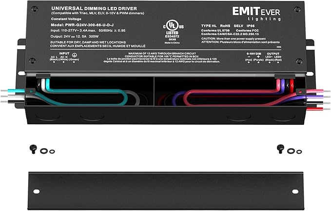 EMITEVER Dimmable Led Driver, 300W AC 110V-277V to DC 24V Transformer, 5-in-1 - Image 2