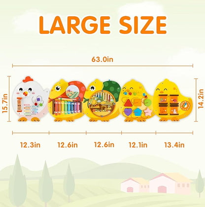 Chick Squad Activity Wall Busy Board Panels | 11-in-1 Wooden Sensory Wall Panel - Image 4