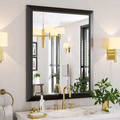 Amorho Black Bathroom Mirror, 40X32 Inch Thick Metal Framed Wall Mirrors - Image 8