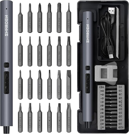 SHARDEN Mini Electric Screwdriver, 29 in 1 Small Electric Screw Driver Kit by SHARDENToolkit
