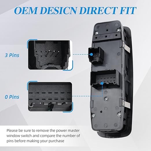 WUANGKI Power Window Door Master Control Switch | Front Driver Side | 3+0 Pins - Image 4