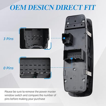WUANGKI Power Window Door Master Control Switch | Front Driver Side | 3+0 Pins - Image 4