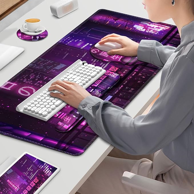 Gaming Mouse Pad, Large Desk Mat, Cute Desk Pad, 4in1 XXL Mousepad + Keyboard - Image 7