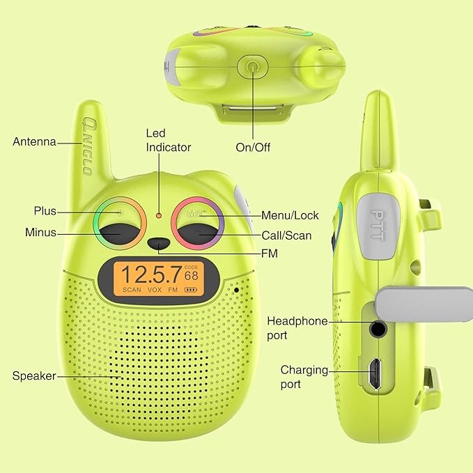 Qniglo Walkie Talkies for Kids Rechargeable 2 Pack, Christmas Birthday Gifts - Image 5