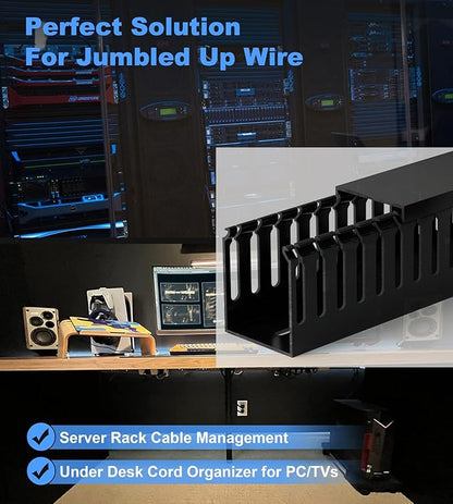 ZhiYo 99in Server Rack Cable Management Raceway, H2.4in x W2in Cable Raceway Kit - Image 5