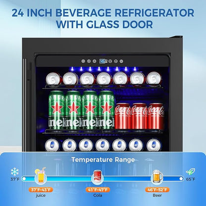 24 Inch Wide Beverage Refrigerator, Under Counter 24" Beverage Cooler - Image 4