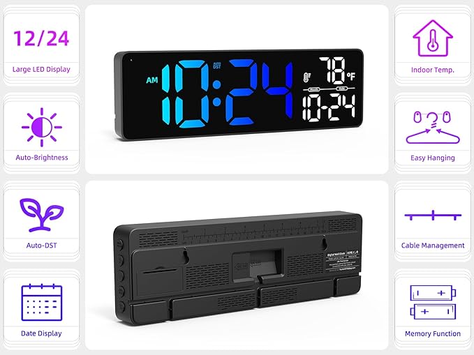 Large LED Digital Wall Clock - Image 2