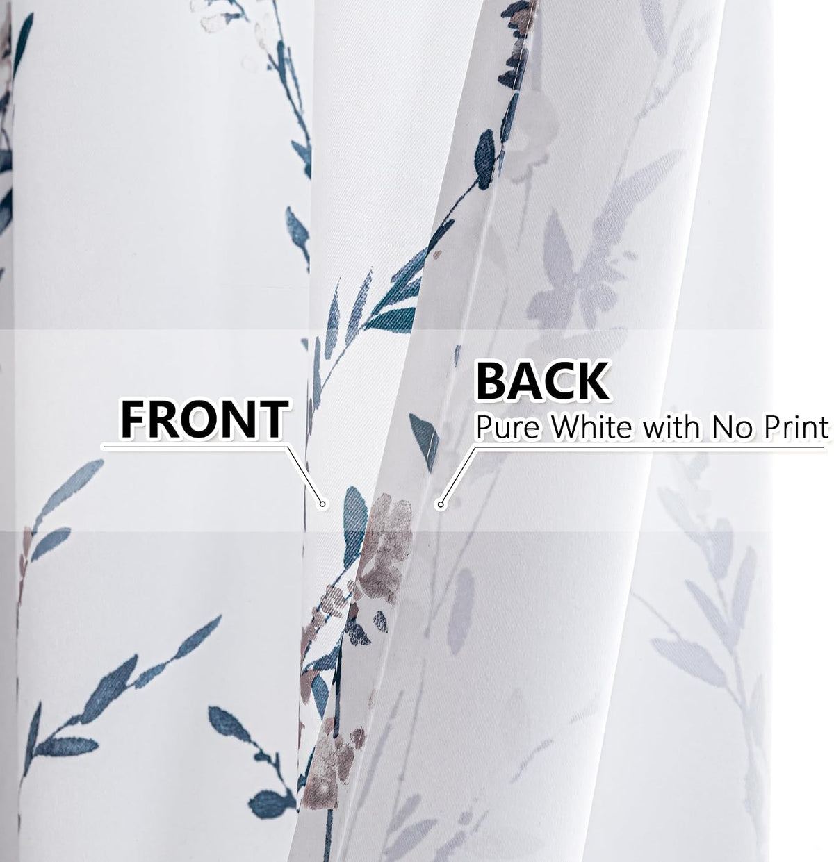MYSKY HOME Navy Blue Floral Curtains 84 Inch Long for Living Room 2 Panels