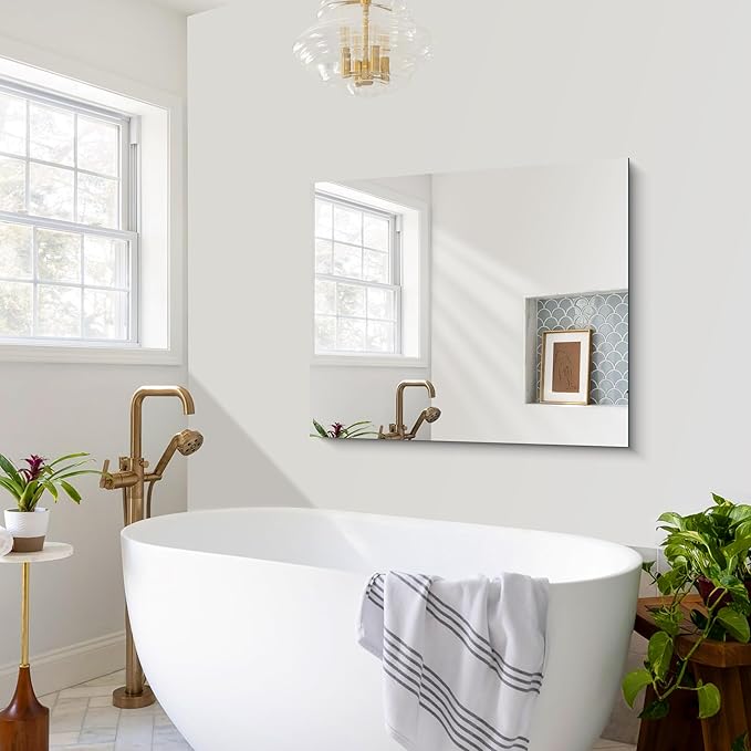 CILIBER Frameless Mirror, 30x36 inch Rectangle Bathroom Mirror - Image 6