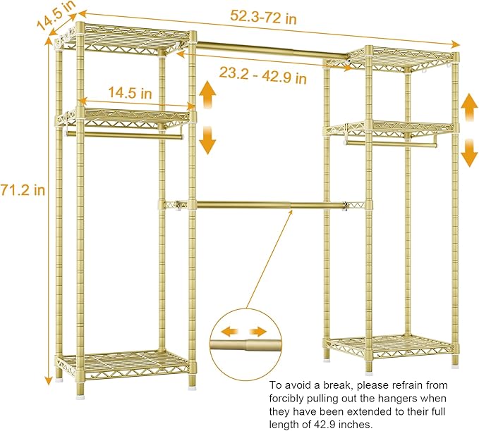 Ulif E7 Garment Rack, Heavy Duty Clothes Storage System - Image 5