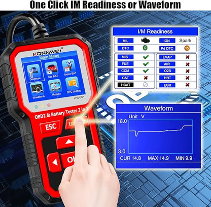 KONNWEI KW681 OBD2 Scanner 6V 12V Car Battery Tester, 2 in 1 Car Diagnostic - Image 4