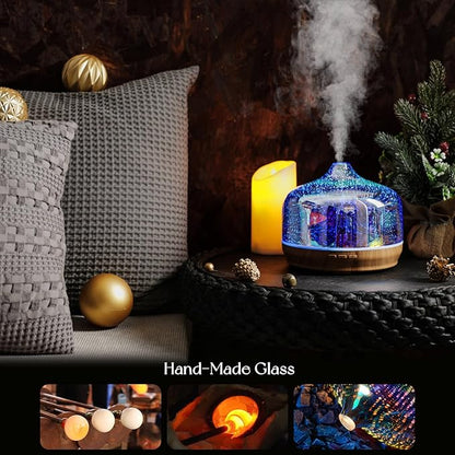 Porseme 500ml Glass Essential Oil Diffuser Aromatherapy Ultrasonic Cool Mist - Image 5