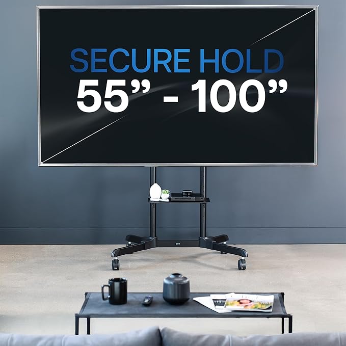 VIVO Mobile TV Cart for 55 to 100 inch Screens up to 165 lbs, LCD LED OLED 4K - Image 8