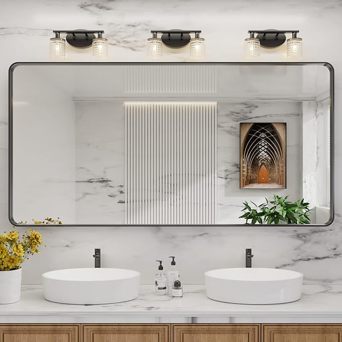 LOAAO Black Metal Framed Bathroom Mirror - Image 8
