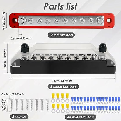 2Set 12V Bus Bar Stainless Steel Power Distribution Block Space Saving Marine - Image 2