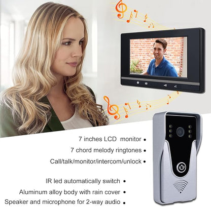 Wired Video Intercom System, 7 Inch Monitor and Aluminum Alloy Doorbell Camera - Image 7