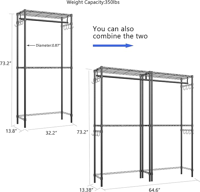 Xiofio Washer and Dryer Storage Shelf, Clothes Drying Rack, 2 Tier Adjustable - Image 3