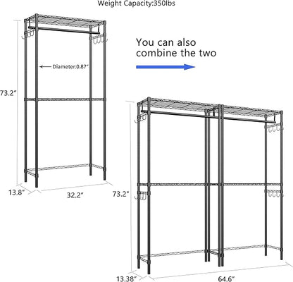 Xiofio Washer and Dryer Storage Shelf, Clothes Drying Rack, 2 Tier Adjustable - Image 3