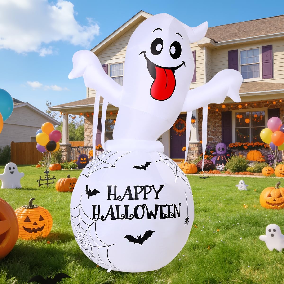 COMIN 6FT Halloween Inflatables Decorations Ghost in Bottle Yard LEDs Decor