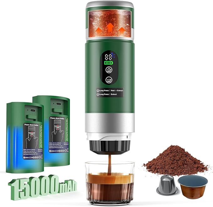Portable Espresso Machine with Removeable Battery, 20 bar Mini Travel Coffee by Zordin