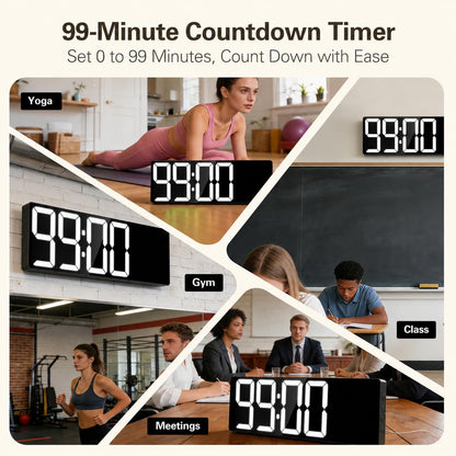 JALL 18" Large Digital Wall Clock with Big Numbers, Remote, Timer, 12 RGB Wall Clock with Date and Temp for Teachers Seniors, Digital Clock for Arena, Gym, Living Room Classroom Decor (White)