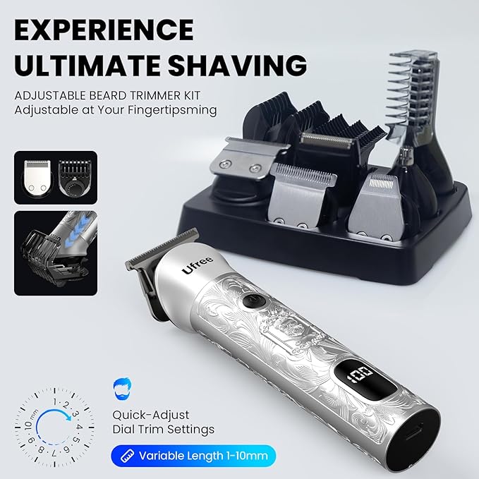 Ufree Beard Trimmer for Men, 7 in 1 Electric Shavers Razor, Cordless Hair - Image 7