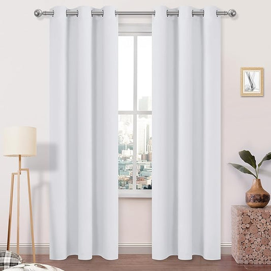 DWCN Room Darkening Curtains 84 Inches Long, Thermal Greyish White Drapes by DWCN