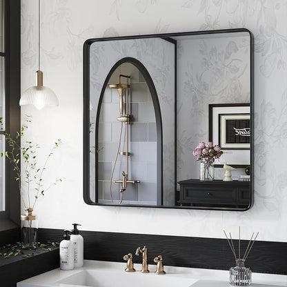 ISKM 32"x 32" Black Framed Bathroom Mirror by ISKM-IStillKeepMovin