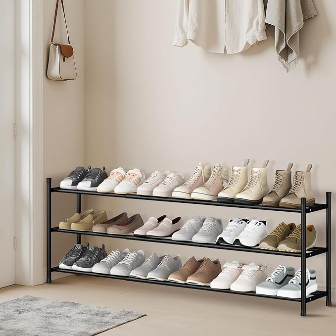 STORAGE MANIAC Long Expandable Shoe Rack, 18 Pairs Metal Wide Stackable Shoe - Image 6