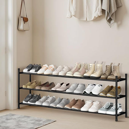 STORAGE MANIAC Long Expandable Shoe Rack, 18 Pairs Metal Wide Stackable Shoe - Image 6