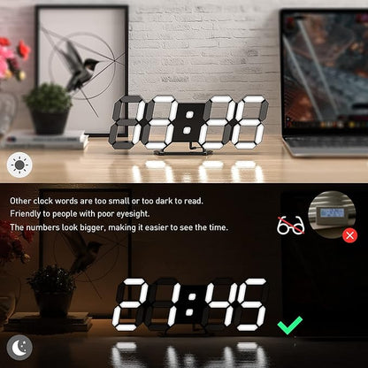 EDUP HOME 3D LED Clock Desk Alarm Clock Wall Clock - Image 2