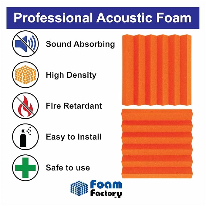 Foam Factory Inc 24 Pack Color Acoustic Foam Panel Studio Soundproofing Wedge - Image 3