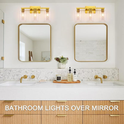 SOPEAS Gold 3-Light Bathroom Vanity Light, Modern Brushed Gold Vanity Lights - Image 8