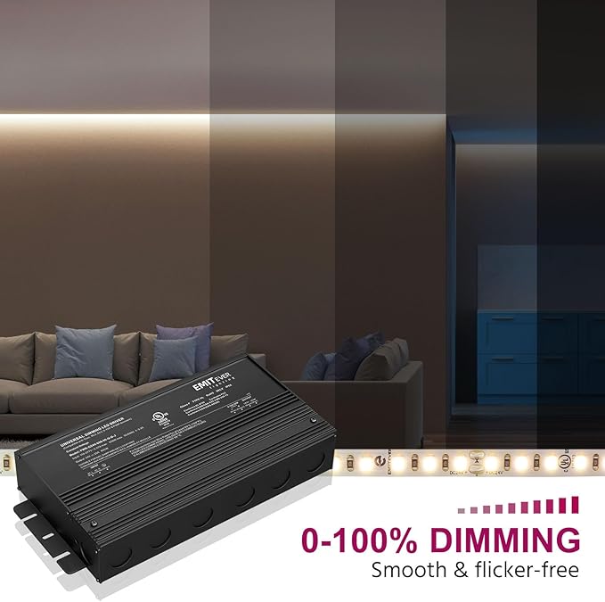 EMITEVER Dimmable Led Driver, 600W AC 110V-277V to DC 24V Transformer, 5-in-1 - Image 6