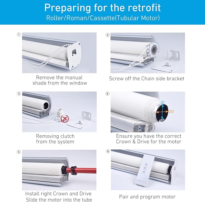 Rollerhouse Rechargeable Wireless Tubular Roller Shade Motor Kit, - Image 6