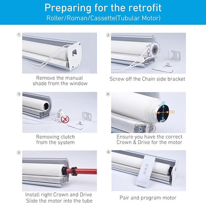 Rollerhouse Rechargeable Wireless Tubular Roller Shade Motor Kit, - Image 6