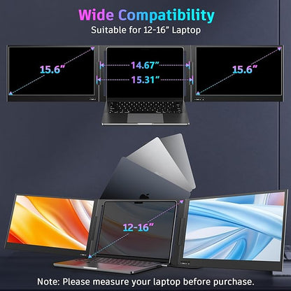 QQH Laptop Screen Extender, 15.6” Triple Portable Monitor - Image 8
