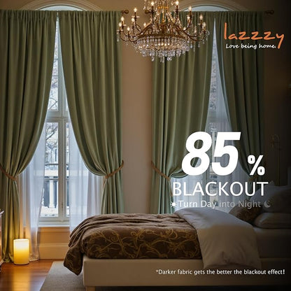 Lazzzy Velvet Blackout Extra Long Curtains Thermal Insulated Room Window Drapes - Image 5