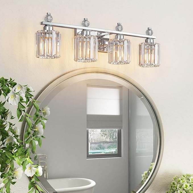 FDPBY Bathroom Vanity Lights 4-Light Chrome Modern Crystal Vanity Light - Image 6