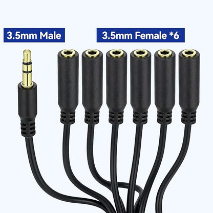 Xyembu 3.5mm Headphone Splitter, 1/8inch TRRS Male Stereo Jack to 6 Female - Image 2