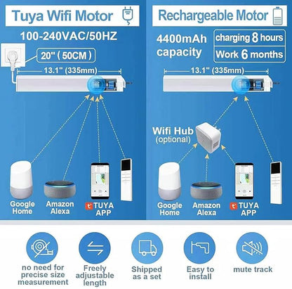 TIPIACE Hard-Wired Tuya Wifi Motorized Curtain Track to Remote Control Ceiling - Image 3
